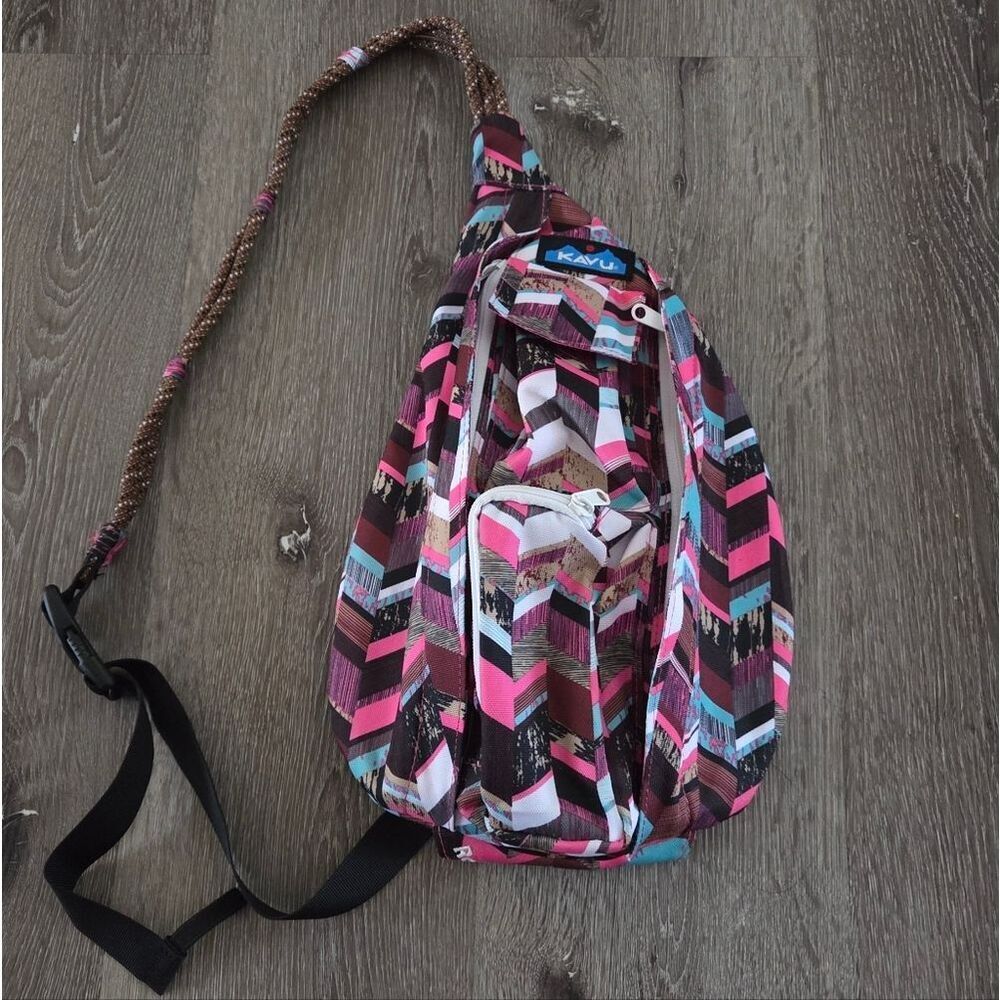 KAVU Mini Rope Sunset Blocks Pattern Messenger Bag